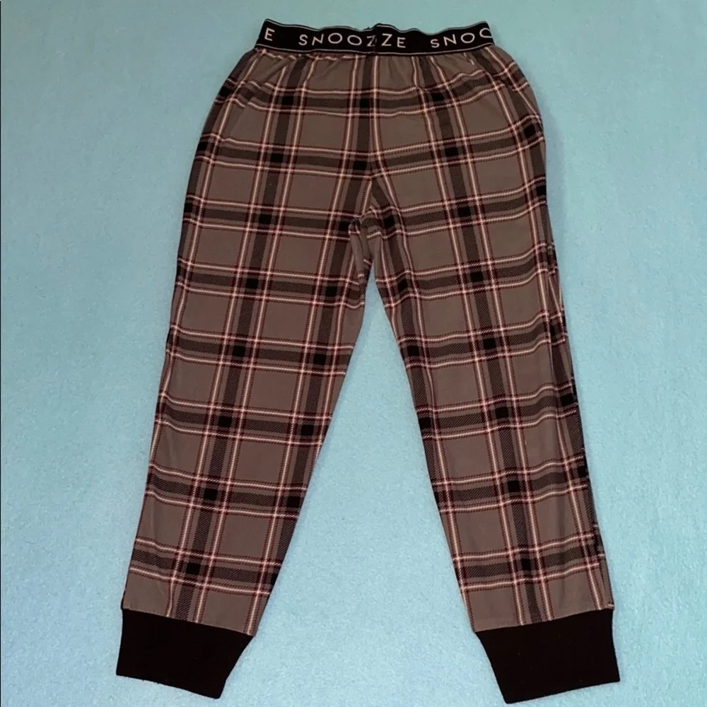 SNOOZE fire resistant plaid pajama pants jogger style elastic waistband size 6/7